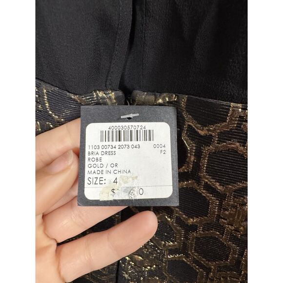 NWT Club Monaco Gold 3D Metallic Dress Celebration Party Old Money Regency 4 - Picture 4 of 8